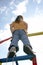 Child on climbing pole 04