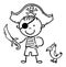 Child in costume of fairytale character like pirate, cartoon clipart