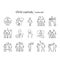 Child custody icons set. Family and adoption outline vector illustrations