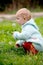 Child and dandelion