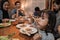 Child daughter eating by herself during dinner