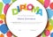 Child diploma certificate template with color baloons