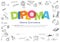 Child diploma certificate template with doodles