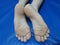 Child dirty feet after play barefooted