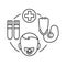 Child disease black line icon. Pediatric health care sign. Childcare concept. Pictogram for web page, mobile app, promo