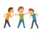 Child does not allow two of his friends to fight cartoon vector illustration