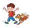 Child with dog, children`s comics, adventure for kids