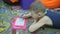 Child draws on the blackboard with a magnetic pen.