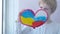 The child dreams of peace and friendship. friendship concept. The child draws the flags of Russia and Ukraine on the