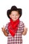 Child dressed up as cowboy playing