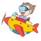 Child driving an airplane doodle kawaii. doodle icon image