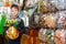 Child with easter egg in the chocolates store