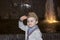 Child. Emotions. Funny boy. A boy in a military cap. Portrait.