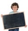 Child with empty slate to put words