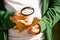 Child Examines The Leaf With Magnifying Glass