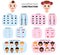 Child face constructor vector kids character of girl or boy avatar creation head lips nose and eyes illustration set of