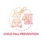 Child fall prevention red gradient concept icon