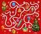 Child find way maze with Christmas gift and sweets