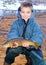 Child fishing - holding a large trout