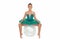 Child flexible pupil practice stretching. Child tender dancer look gorgeous fancy leotard. Dream of every girl to become