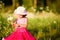 Child in a flower field