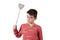 Child with fly swatter
