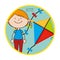 Child flying kite