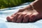 Child foot. Skin and nails health. Closeup