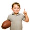 Child with football celebrating