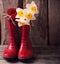 child garden shoes with spring flowers