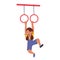 Child Girl Character Hangs From The Monkey Bars, her Determined Grip And Radiant Smile Showcasing Adventurous Spirit