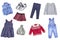 Child girl clothes set isolated.