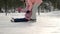 Child Girl Falling on Ice while Skating with Mom