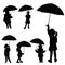 Child girl holding umbrella silhouette