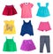 Child girl\'s fashion summer clothes set isolated on white.