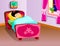 Child girl sleeping in bed illustration