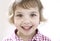 Child girl smiling face closeup.Toddler portrait. Nice happy kid