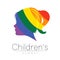 Child Girl Vector Color Logo of Grow Up Kids Silhouette profile human head. Concept logo for people, children, autism