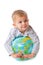 Child and globe