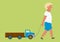 Child Going with Truck, Harvest Festival Vector