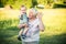 child with grandmother outdoors