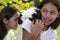 Child with guinea pigs