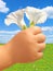 Child hand with flowers