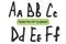 Child handwritten alphabet - A, B, C, D, E, F
