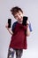 Child happy holding two cell phones