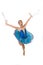 Child happy holds ballet shoes important attribute excellent ballerina. Girl ballerina holds pointe shoes in hand white