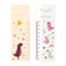 Child height meter for kindergarten. Cute dinosaurs. Kids height chart. Cute scale measurement for kids grow. Baby