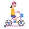 Child with helmet riding a bicycle. Vector illustration