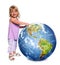 Child Holding and Pointing Earth