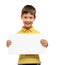 Child holding poster